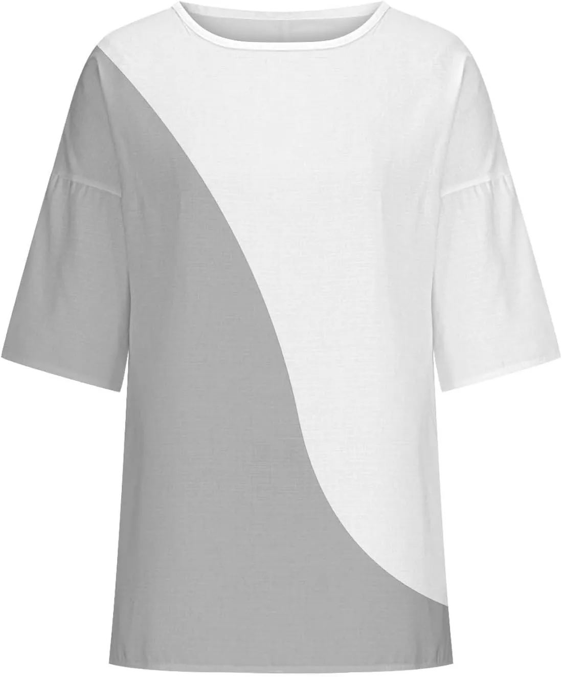 Oversize Tshirt Shirts for Women Dressy Casual 3/4 Sleeve Crewneck Summer Linen Tops Fashion Printed Tees Blouses