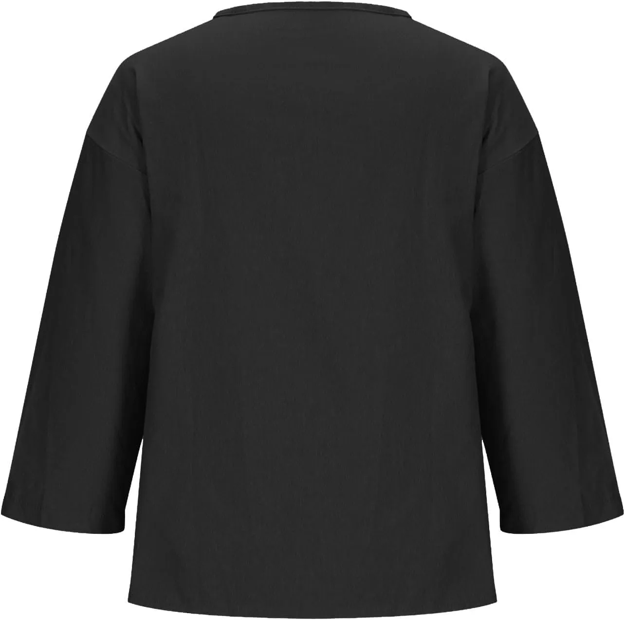 Plus Size Linen Shirts for Women 2025 Trendy Summer Tops Button 3/4 Sleeve V Neck Beach Blouses Boho Loose Tunics