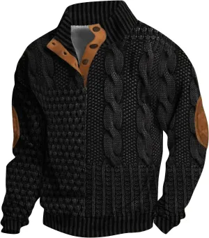 Polo Pullover Corduroy Collar Button Sweatshirt 1/4 Top Button Long Sleeve Jacket Outdoor Fashion Sweater Warm