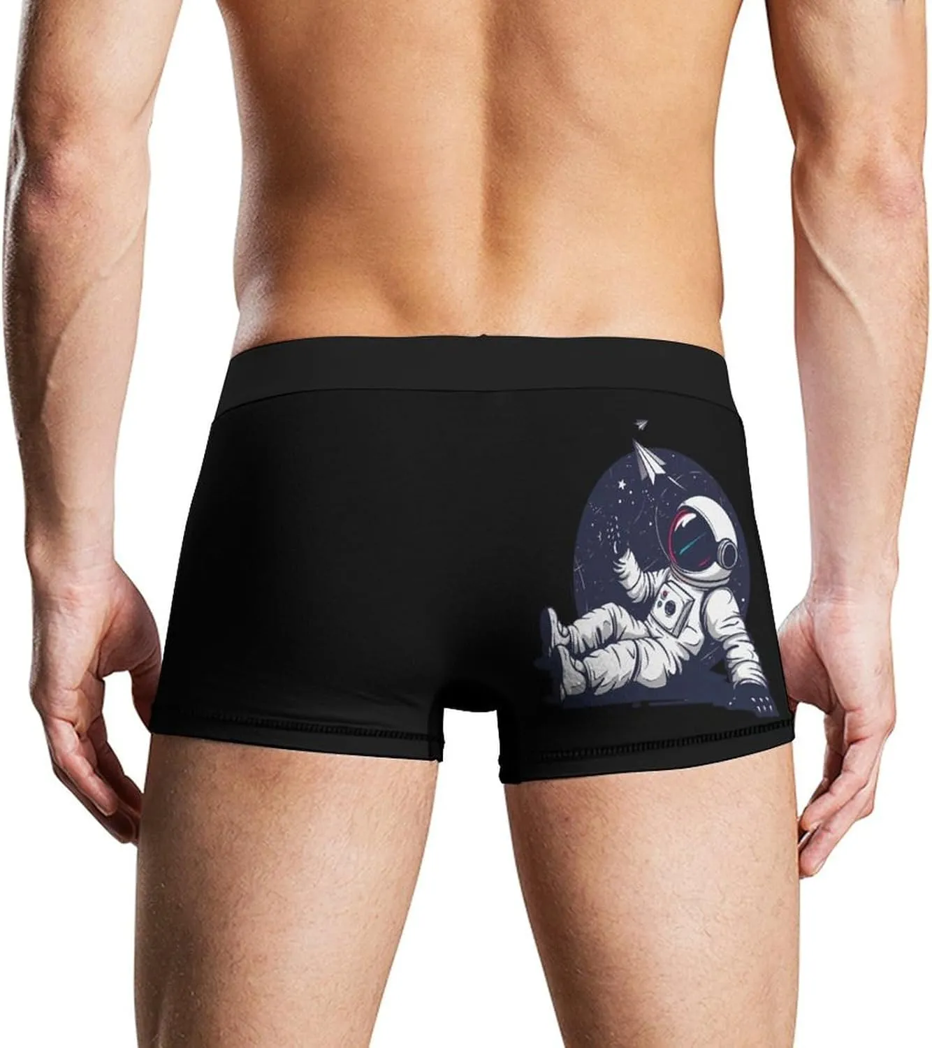 Relaxing Astronaut Throwing Paper Airplanes Men's Boxer Briefs Soft Underwear Breathable Trunks with Waistband
