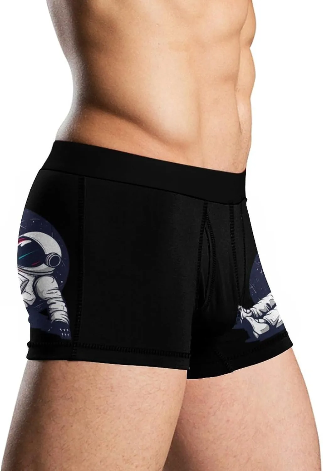 Relaxing Astronaut Throwing Paper Airplanes Men's Boxer Briefs Soft Underwear Breathable Trunks with Waistband