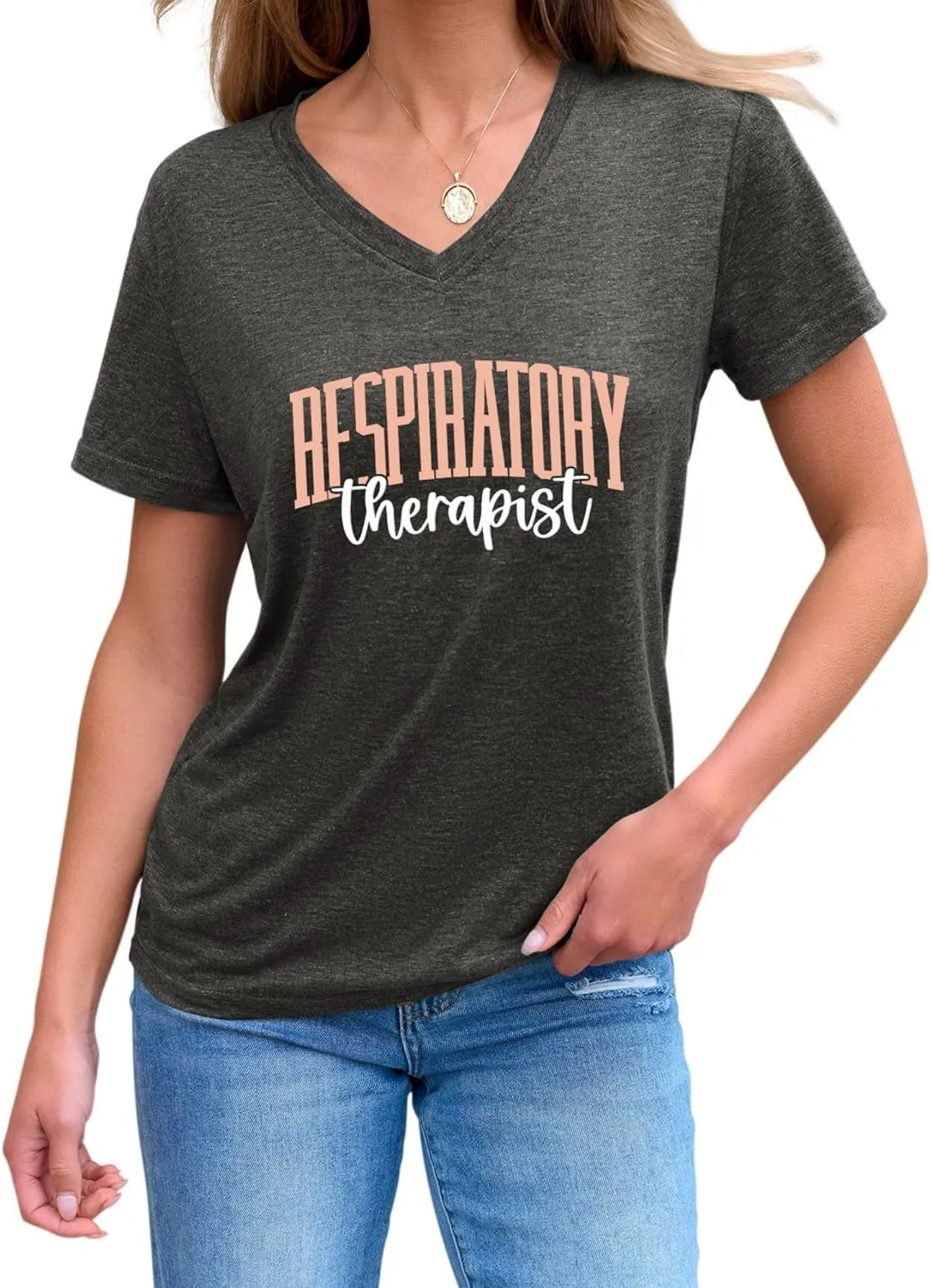 Respiratory Therapist V Neck T-Shirt Women RT Care Week Apparel Specialist Breathing RT Student Gift Idea Tee