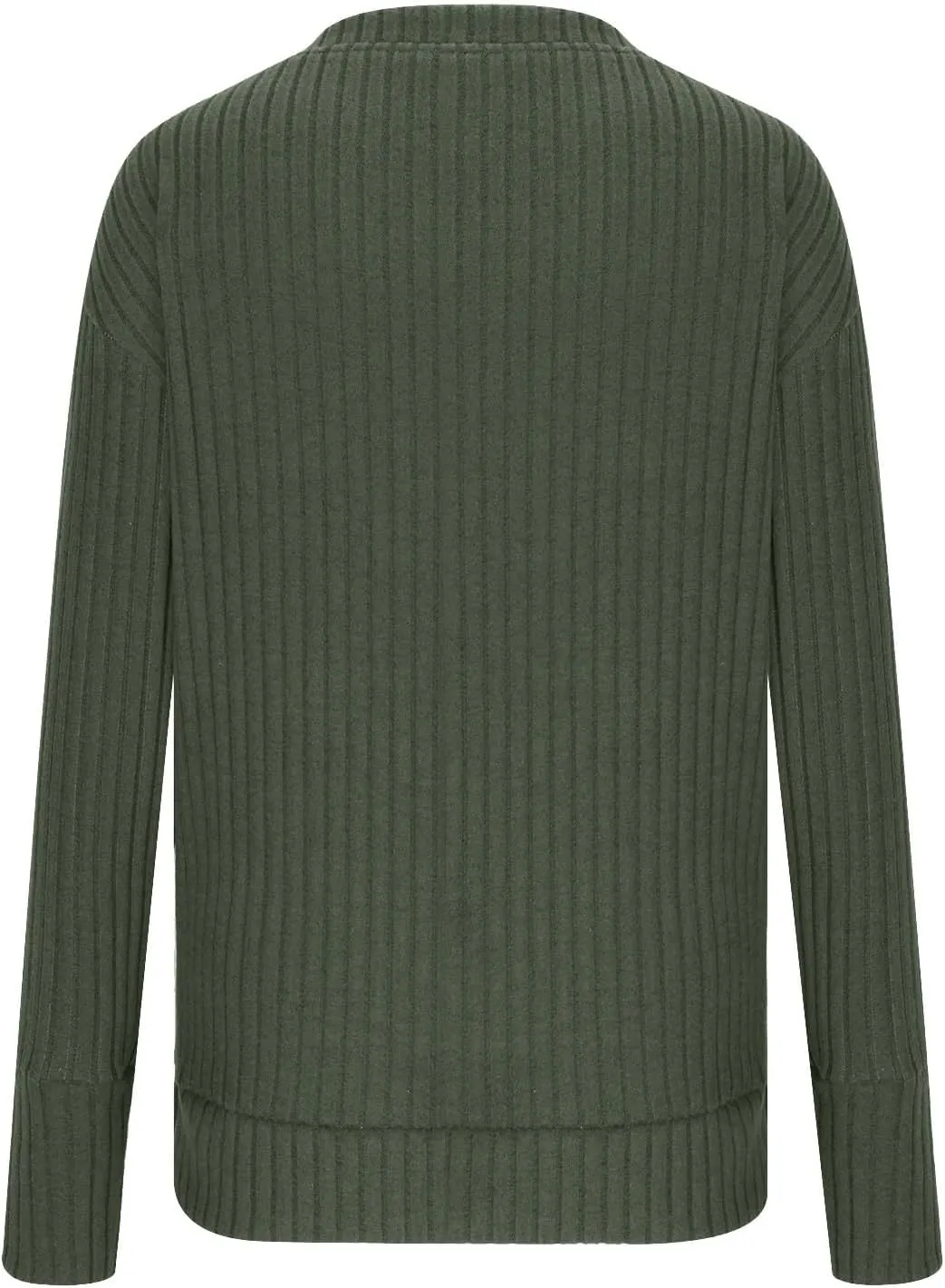 Ribbed Long Sleeve Tops for Women Casual Comfy Solid V Neck Pullover Tunics Tops Spring Fashion Loose Fit T Shirts
