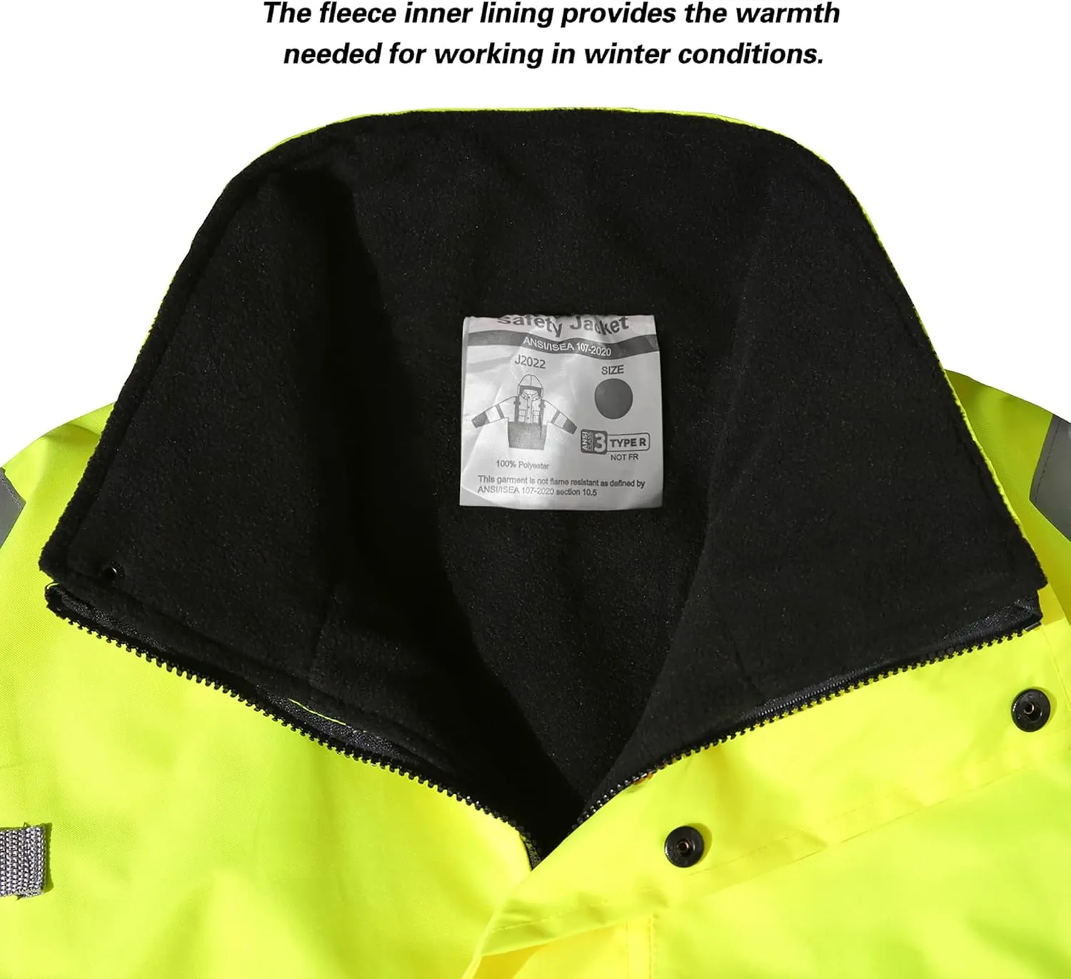 safety jacket for men, Reflective high Visibility Hooded jacket, Hi-Vis Bomber Jacket with Pockets and Zipper, waterproof, Black Bottom, ANSI/ISEA 107-2020 Type R Class 3,Lime