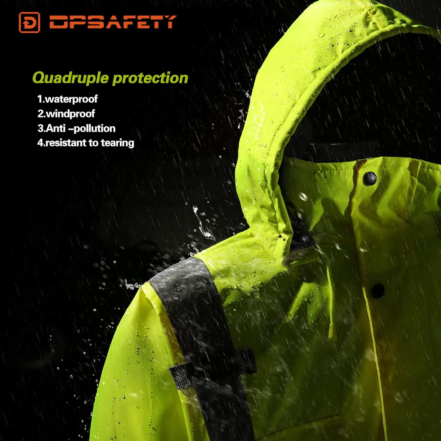 safety jacket for men, Reflective high Visibility Hooded jacket, Hi-Vis Bomber Jacket with Pockets and Zipper, waterproof, Black Bottom, ANSI/ISEA 107-2020 Type R Class 3,Lime