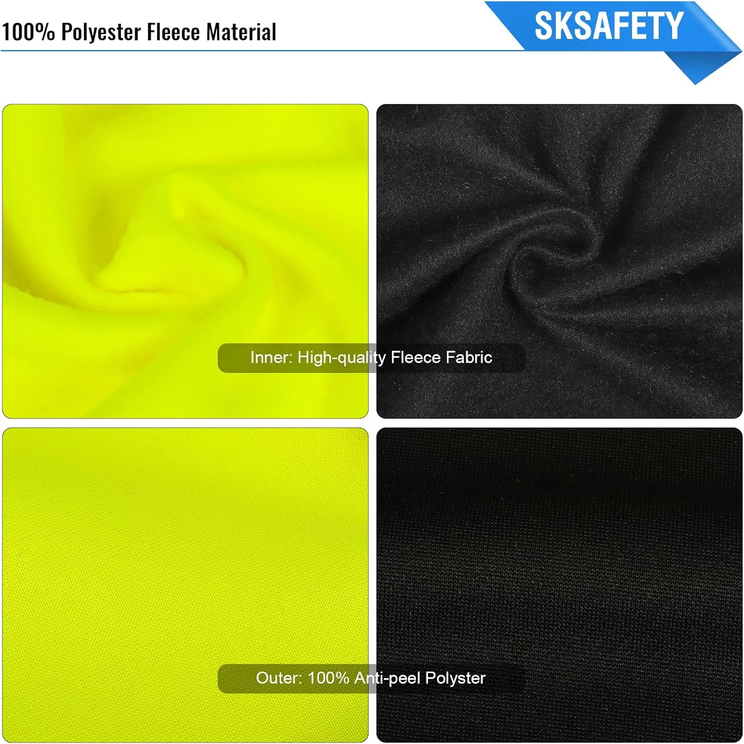 SKSAFETY Hi Vis Work Safety hoodie for Men - Class 3 High Visibility Reflective Hoodie Jacket, High Vis Pullover Hoodie with Black Bottom, Construction Sweatshirts with Pockets