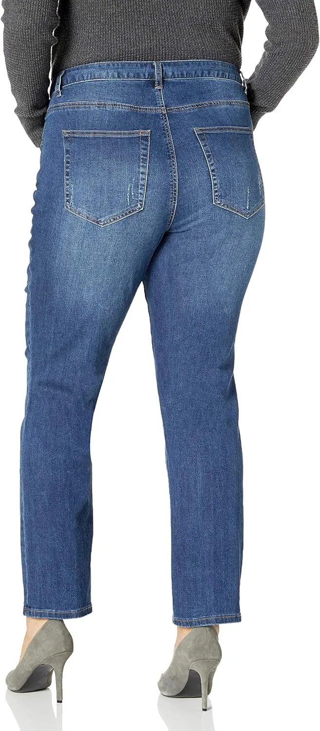 Skyes The Limit Women's Plus-Size Distressed Denim Boyfriend Jean