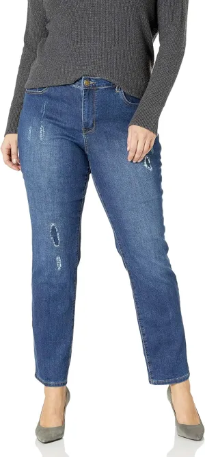 Skyes The Limit Women's Plus-Size Distressed Denim Boyfriend Jean