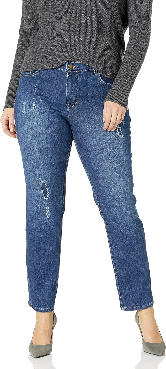 Skyes The Limit Women's Plus-Size Distressed Denim Boyfriend Jean