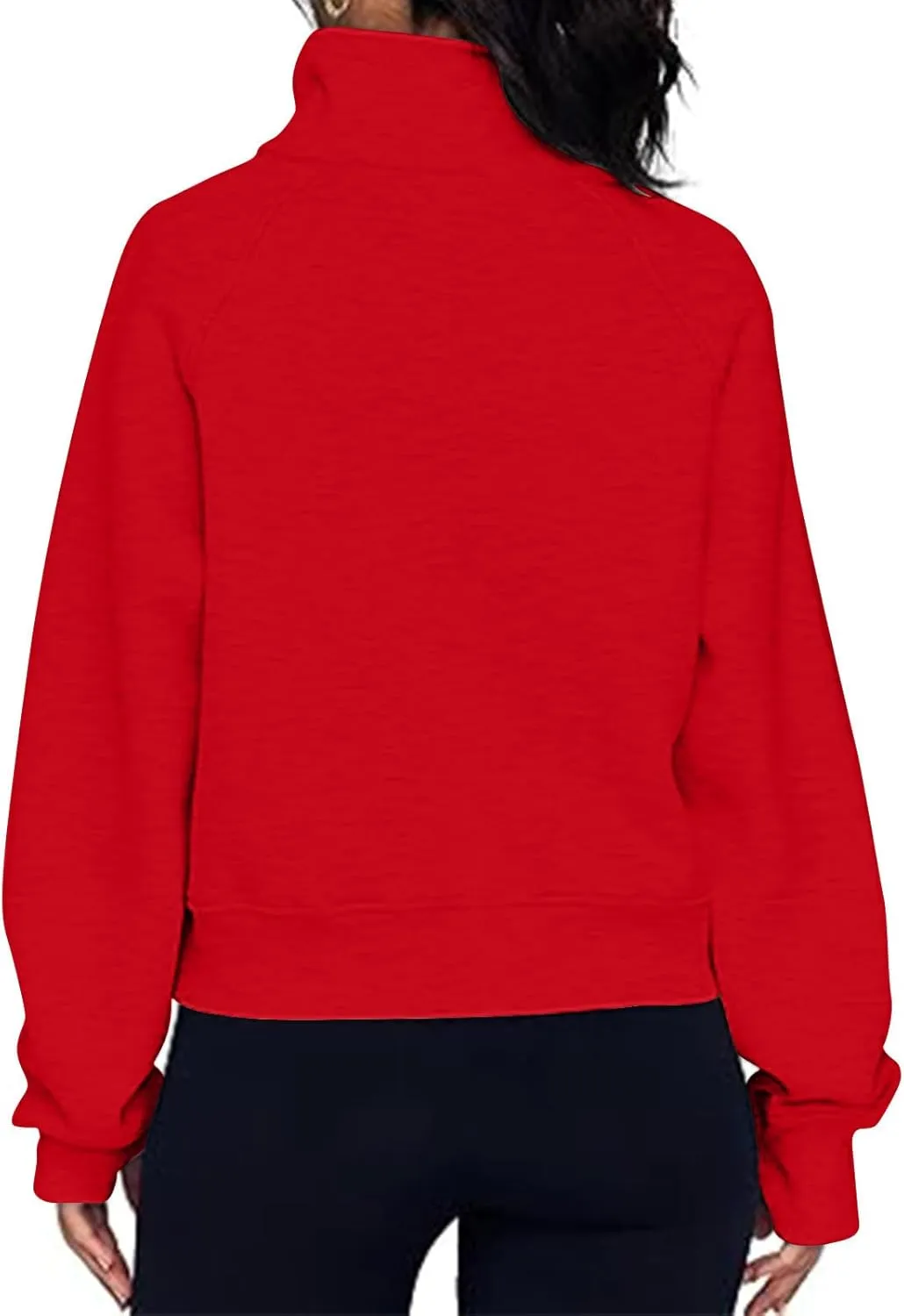 SMIDOW Women Basic Lightweight Quarter Zip-Up Hoodies Half Zip Cropped Fleece Pullover Sweatshirt Winter Clothes 2023 Outfits