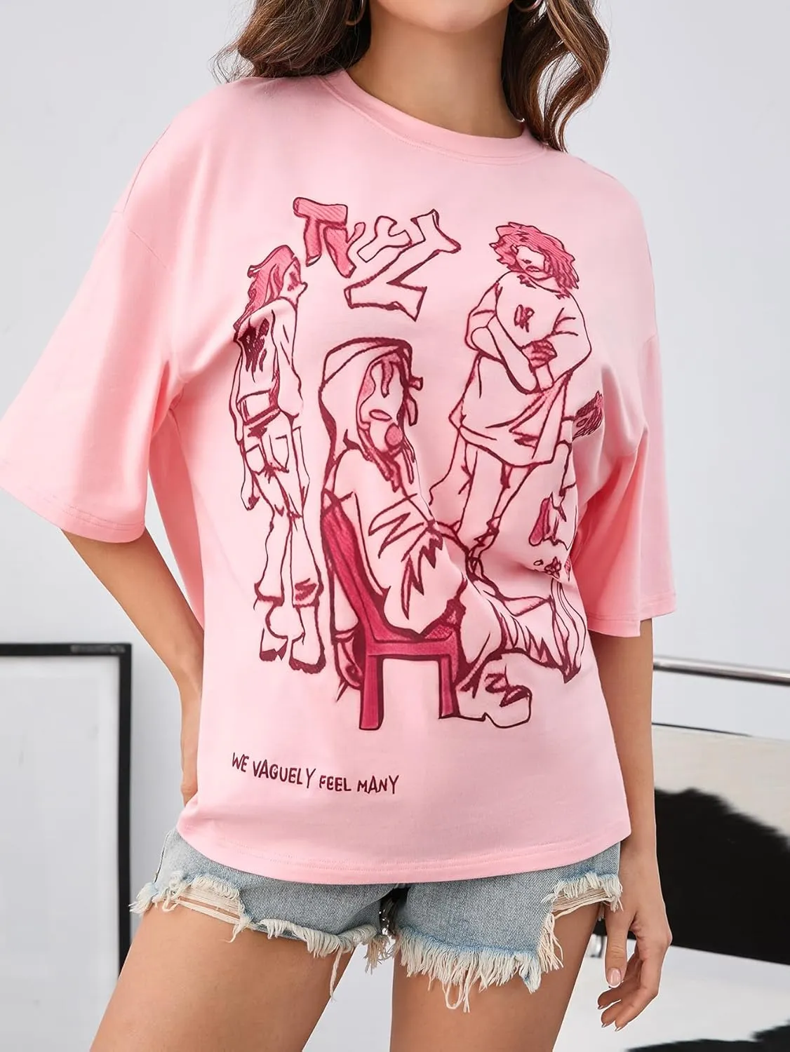 SOLY HUX Women's Graphic T-Shirt Y2k Printed Tees Summer Half Sleeve Preppy Baggy Tops Streetwear Shirts