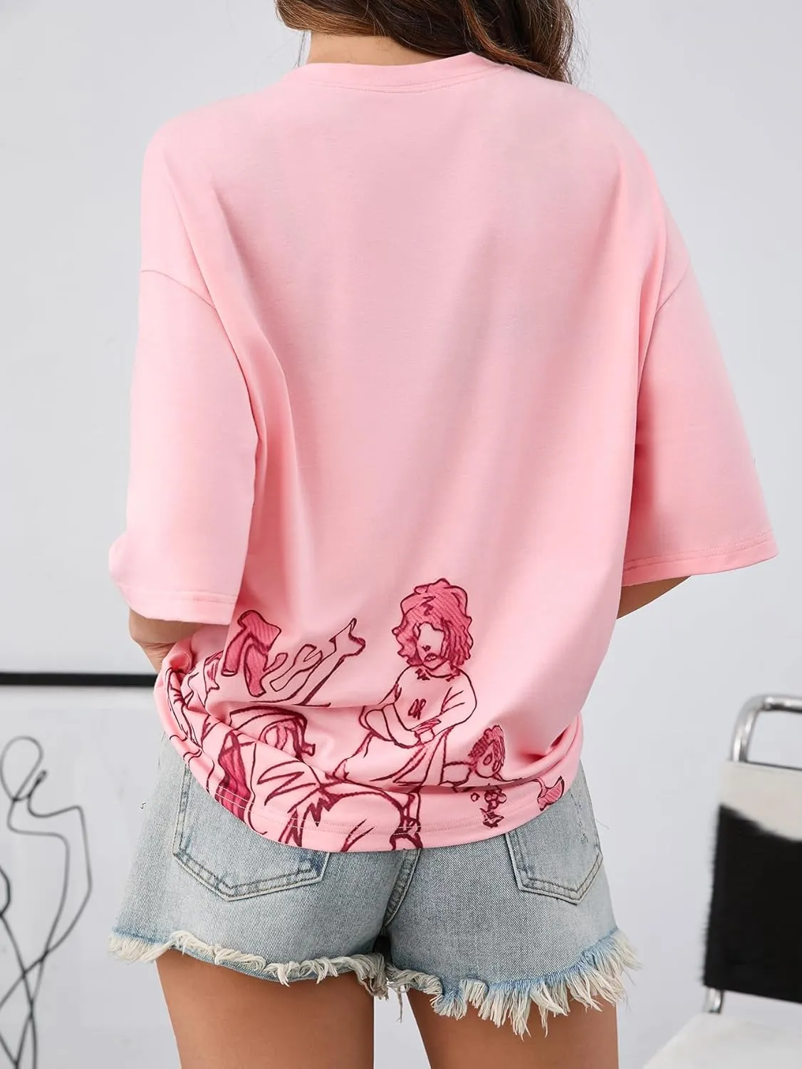 SOLY HUX Women's Graphic T-Shirt Y2k Printed Tees Summer Half Sleeve Preppy Baggy Tops Streetwear Shirts
