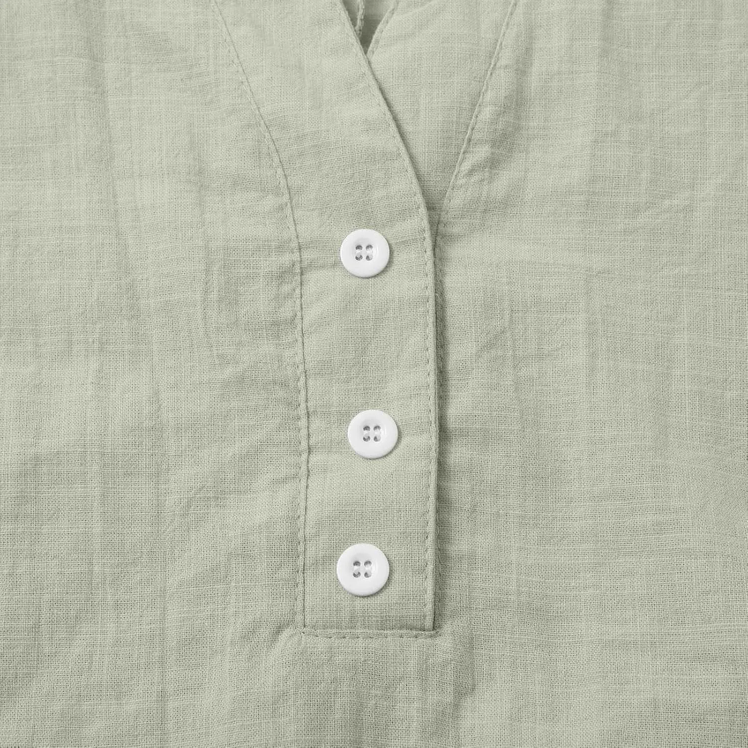 Summer Cotton Linen Shirts for Women 2025 Fashion Solid Color V Neck 3/4 Sleeve Tops Plus Size Casual Loose Blouses