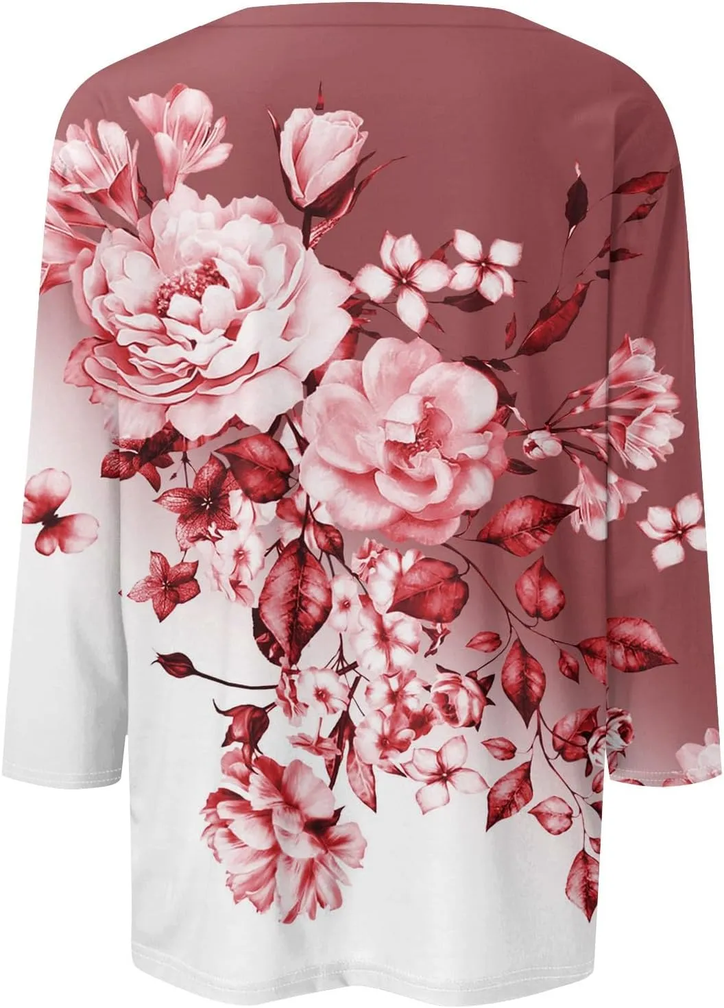 Summer Tops for Women 2024 3/4 Sleeve Crewneck Shirts Floral Print Tees Cute Graphic Tunics