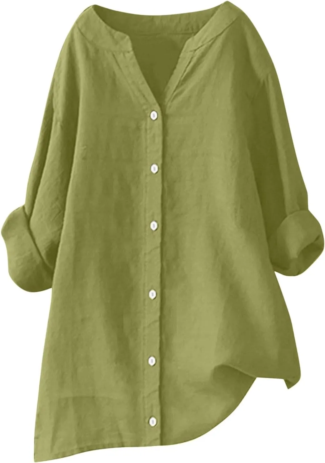 Summer Tops for Women Casual Fashion Button Down Long Sleeve Plus Size Linen Shirts Gauze Tunic Blouse Trendy Clothes