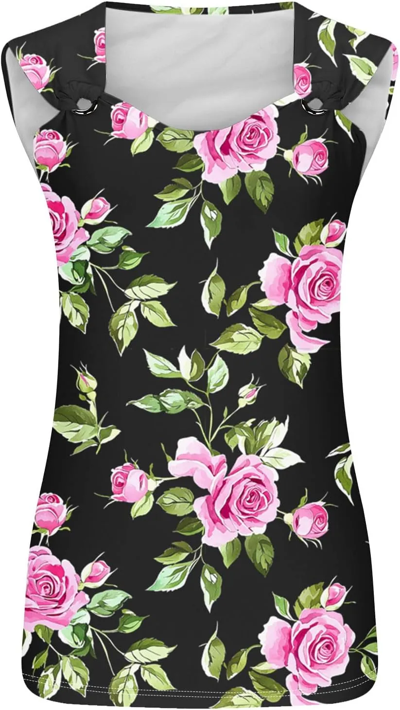 Tank Top for Women Loose Fit O Ring Shoulder Tank Tops Summer Casual Sleeveless Camisole Trendy Cute T Shirts Blouses