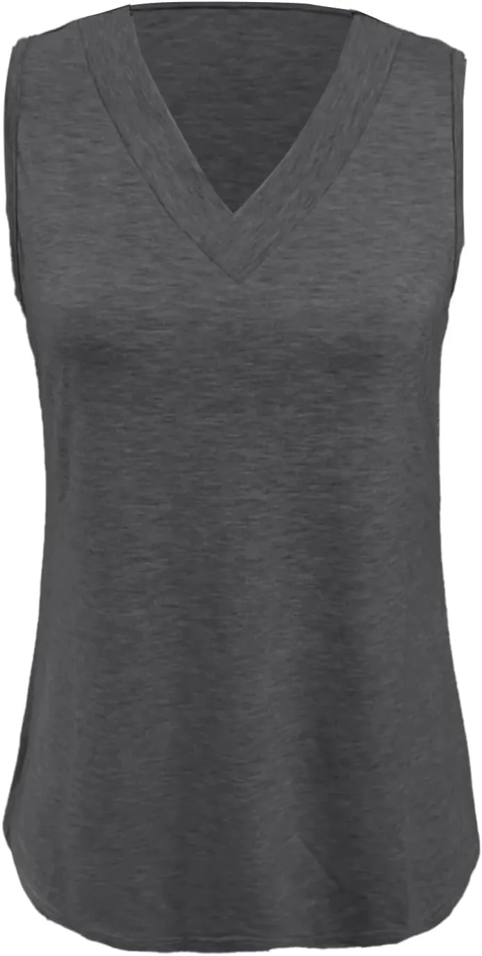 Tank Top for Women Summer V Neck T Shirt Trendy Sleeveless Flowy Basic Tshirts Loose Fit 2025 Fashion