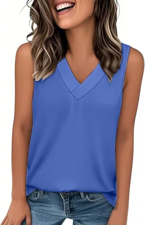 Tank Top for Women Summer V Neck T Shirts Casual Sleeveless Basic Tshirt Loose Fashion 2025