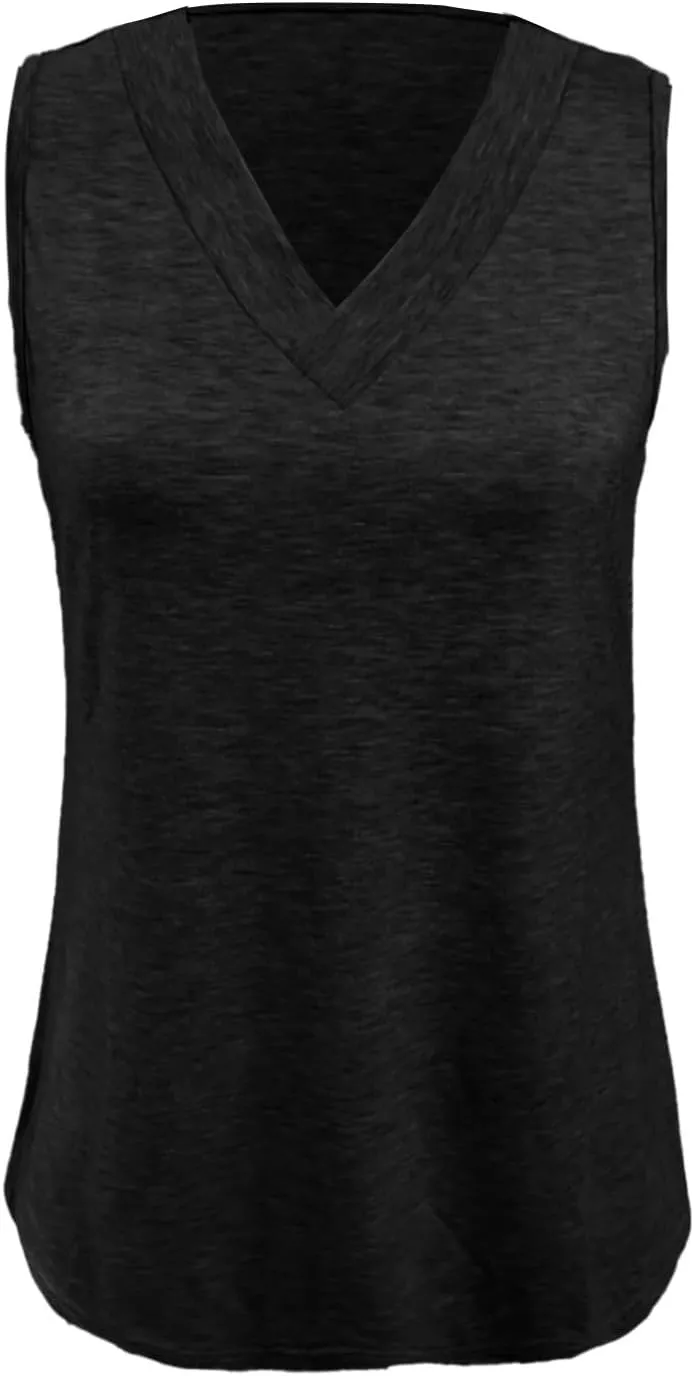 Tank Top for Women Summer V Neck T Shirts Casual Sleeveless Basic Tshirt Loose Fashion 2025