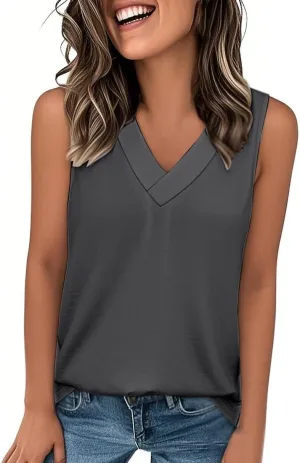 Tank Top for Women Summer V Neck T Shirts Casual Sleeveless Basic Tshirt Loose Fashion 2025