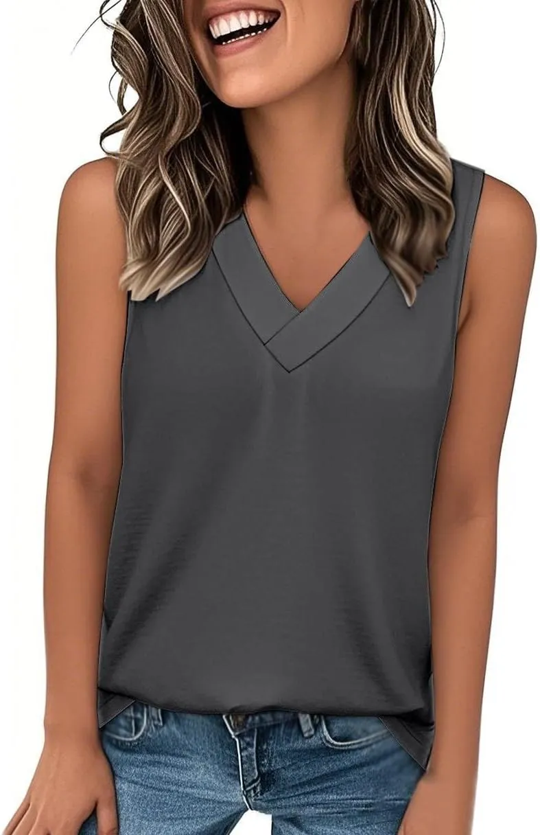 Tank Top for Women Summer V Neck T Shirts Casual Sleeveless Basic Tshirt Loose Fashion 2025