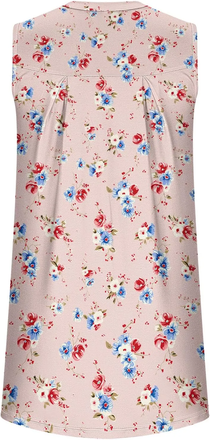 Tank Tops for Women 2025 Casual Printed Crewneck Trendy Sleeveless Dressy Tank Summer Vacation Beach Tunics Camisole