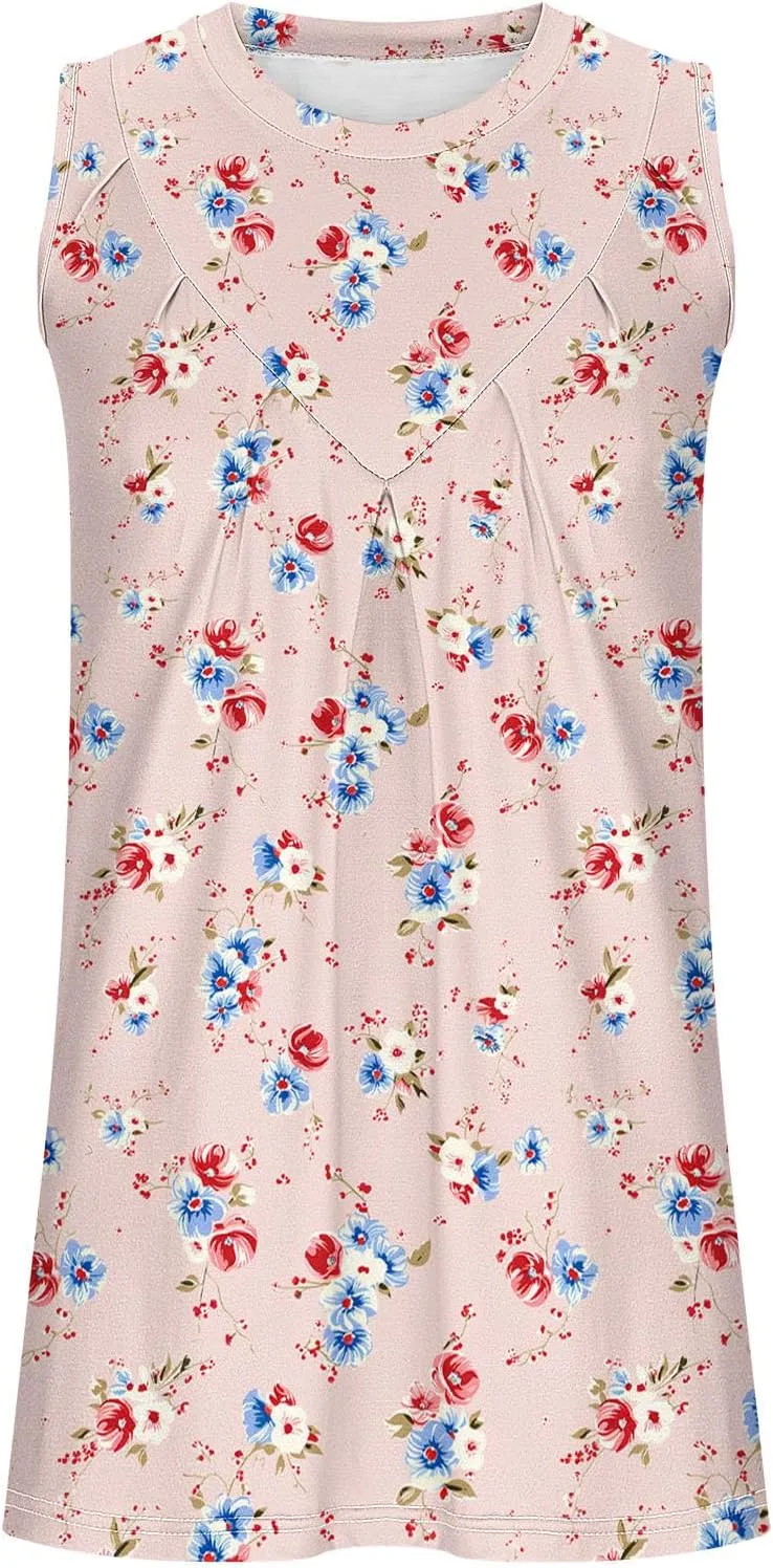 Tank Tops for Women 2025 Casual Printed Crewneck Trendy Sleeveless Dressy Tank Summer Vacation Beach Tunics Camisole