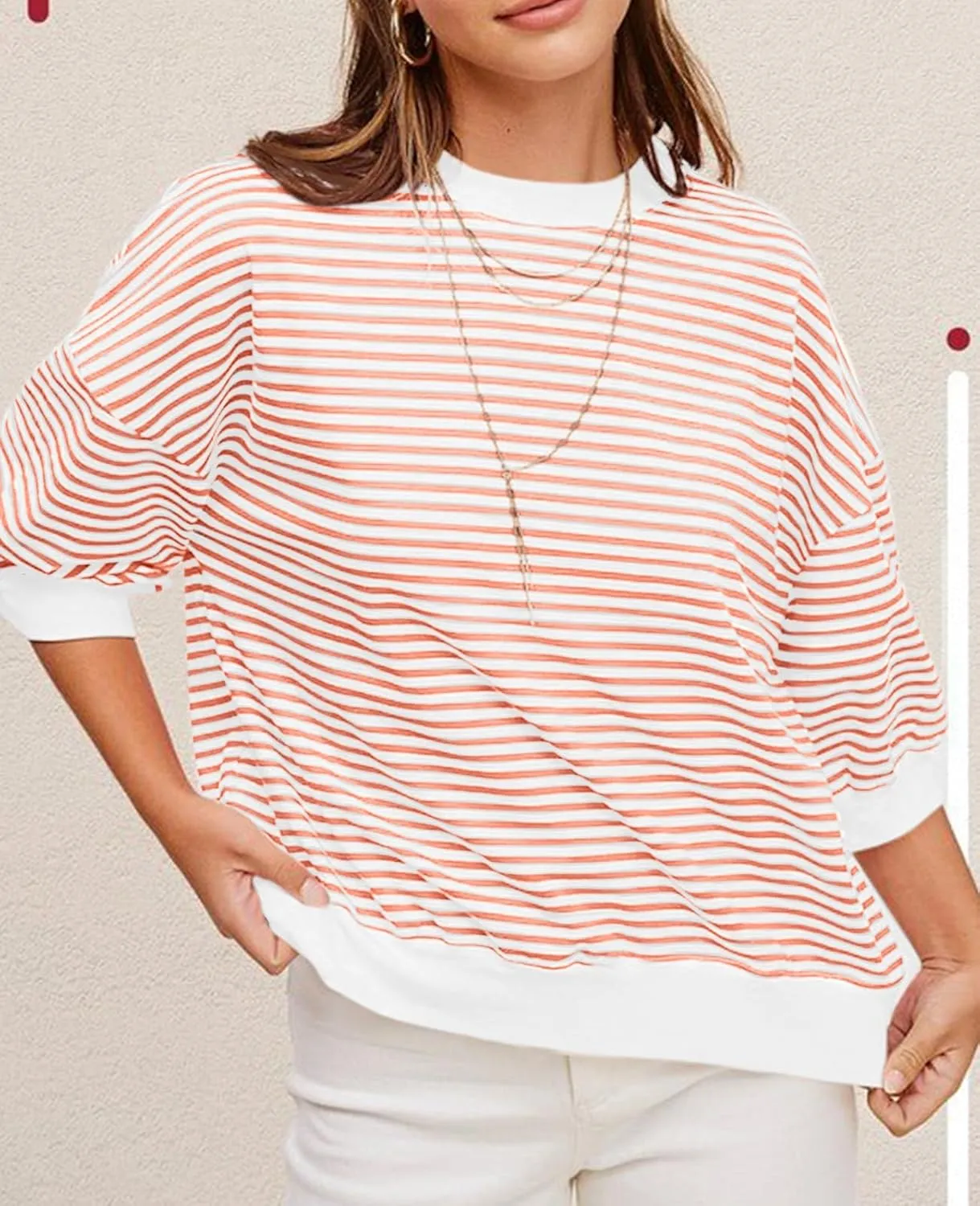 Tankaneo Womens Puff Sleeve Striped T Shirt Oversized Cropped Summer Casual Cotton Tops Loose Fitting Crewneck Sweatshirt