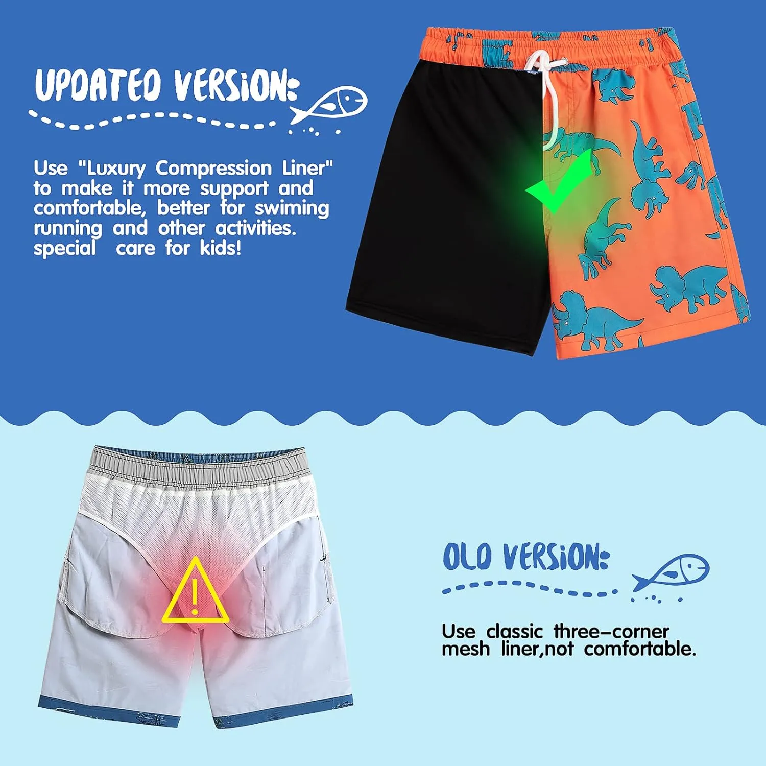 techcity Boys Swim Trunks Boxer Brief Liner Swimwear Bathing Suit Quick Dry Compression Swim Shorts 3-18 Years