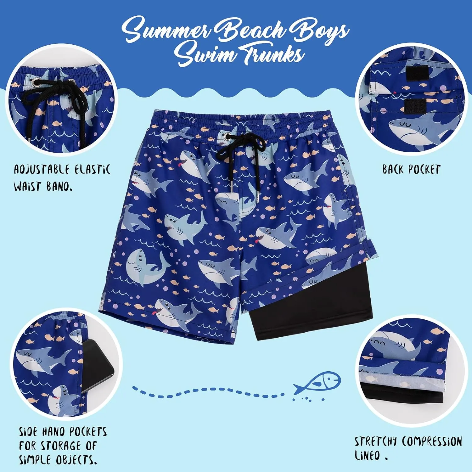 techcity Boys Swim Trunks Boxer Brief Liner Swimwear Bathing Suit Quick Dry Compression Swim Shorts 3-18 Years