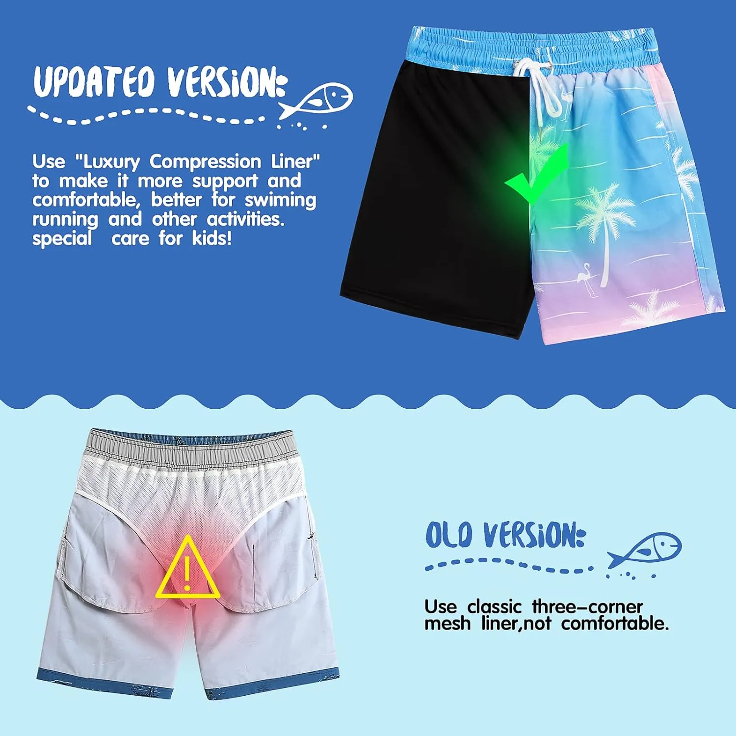techcity Boys Swim Trunks Boxer Brief Liner Swimwear Bathing Suit Quick Dry Compression Swim Shorts 3-18 Years