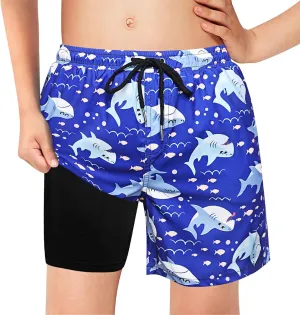 techcity Boys Swim Trunks Boxer Brief Liner Swimwear Bathing Suit Quick Dry Compression Swim Shorts 3-18 Years