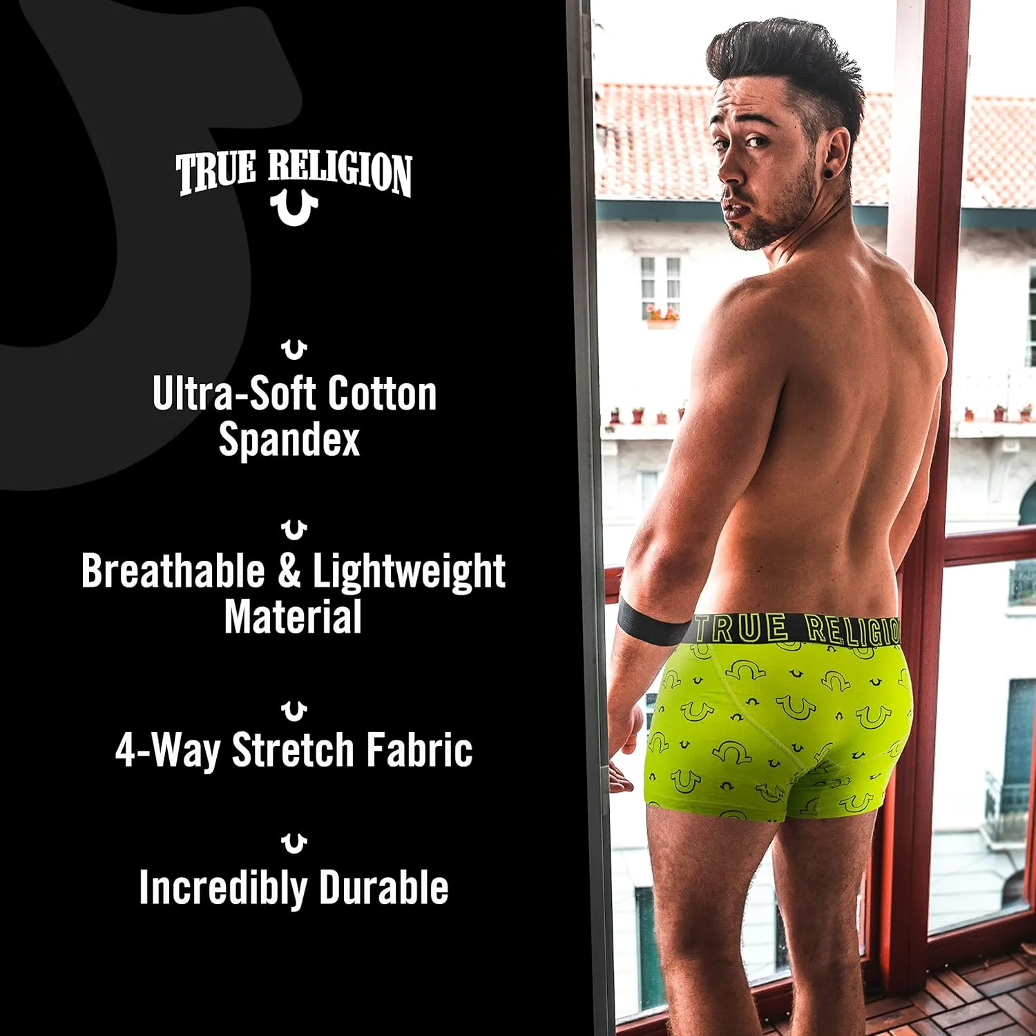 True Religion Mens Boxer Briefs Cotton Stretch Underwear for Men Pack of 6