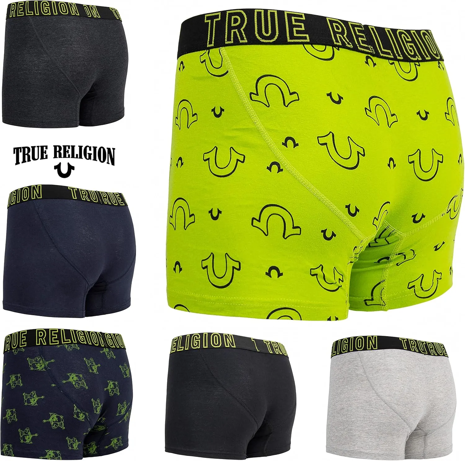 True Religion Mens Boxer Briefs Cotton Stretch Underwear for Men Pack of 6
