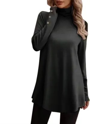 Tunic Sweatshirts for Women Spring Fashion Long Shirts to Wear with Leggings Casual Turtleneck Long Sleeve Pullover Tops
