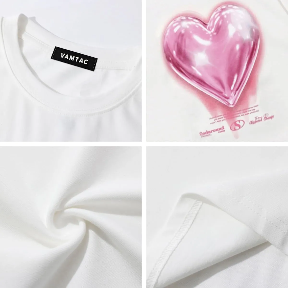 Vamtac Love Balloon Graphic Tees Men Y2k Oversized Cute Tshirts Summer Heart Short Sleeve Cotton Tops
