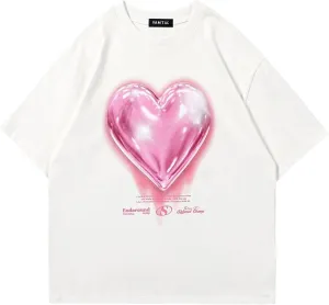 Vamtac Love Balloon Graphic Tees Men Y2k Oversized Cute Tshirts Summer Heart Short Sleeve Cotton Tops