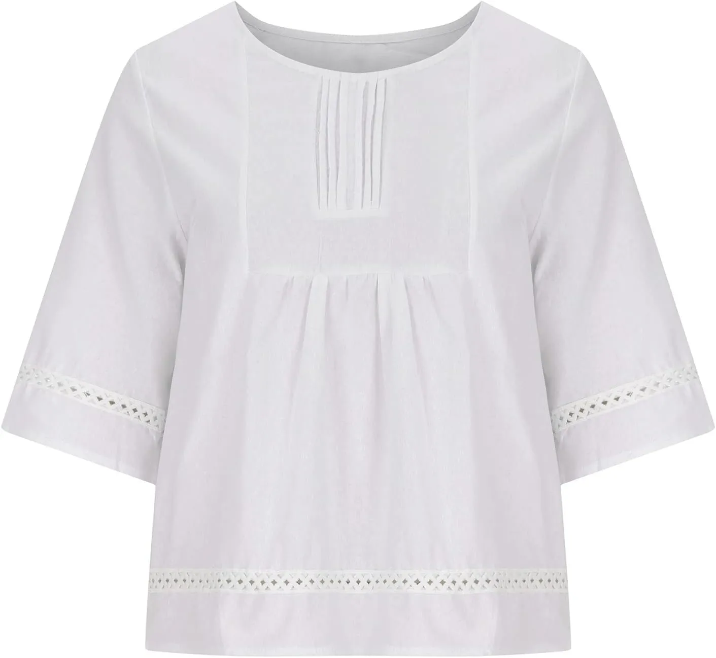 Vintage Cotton Linen Tops for Women Short Sleeve Crew Neck Shirts Summer Casual Comfy Peasant Tees Lightweight Blouse
