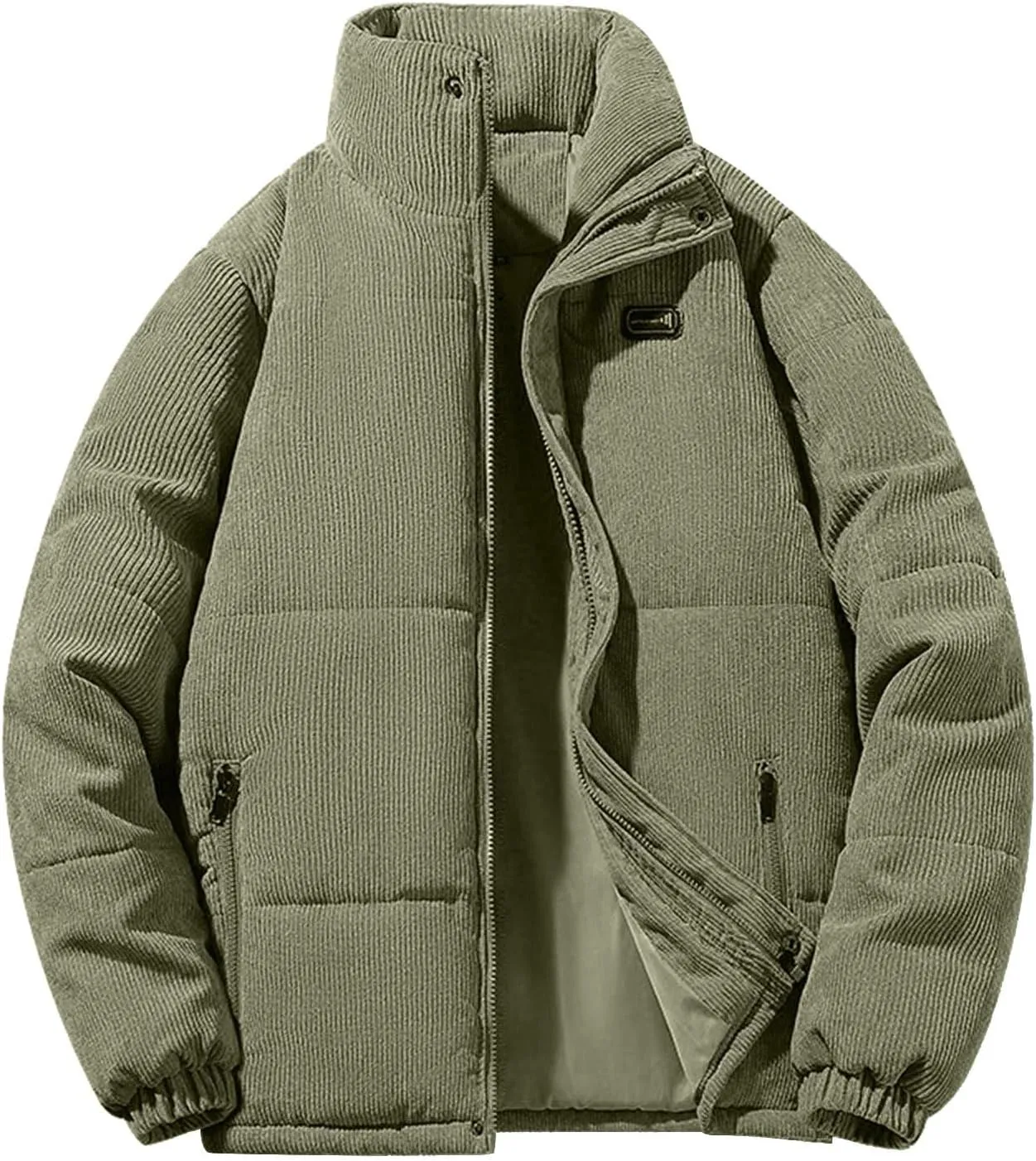 Warm Water Resistant Puffy Hooded Casual Loose Stand Up Collar Jacket with Removable Hood Packable Puffer Jacket