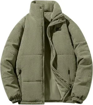 Warm Water Resistant Puffy Hooded Casual Loose Stand Up Collar Jacket with Removable Hood Packable Puffer Jacket