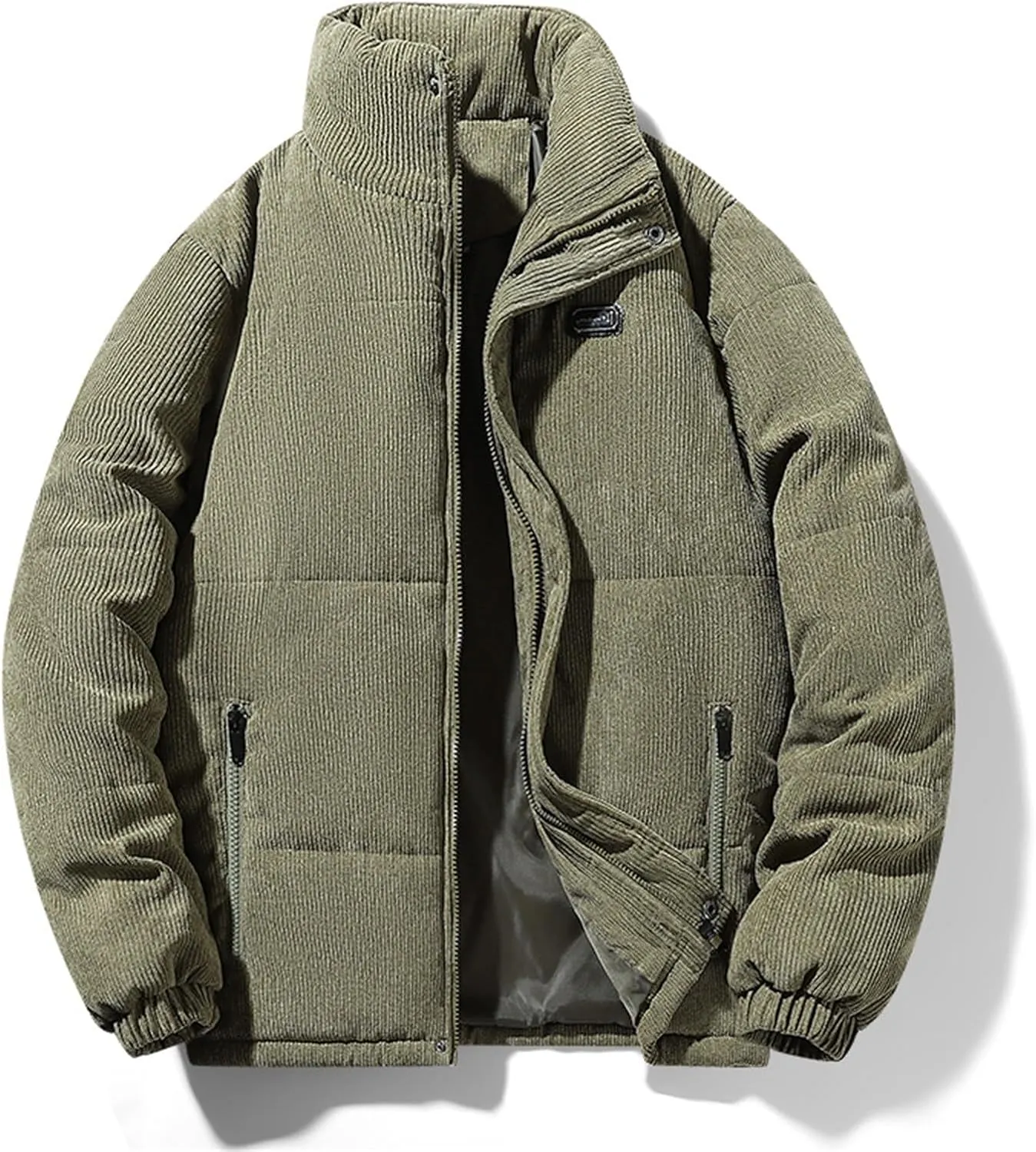 Warm Water Resistant Puffy Hooded Casual Loose Stand Up Collar Jacket with Removable Hood Packable Puffer Jacket