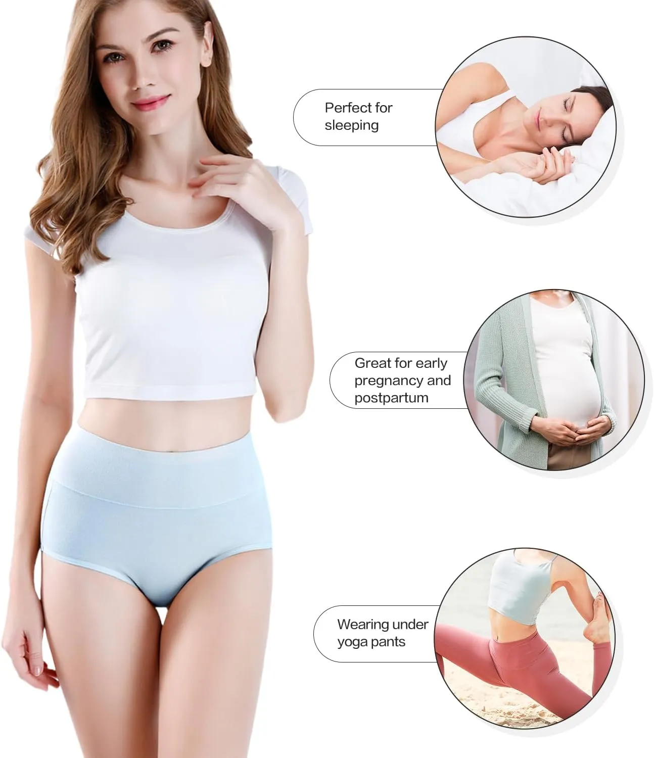 wirarpa Women's Cotton Underwear High Waisted Ladies Panties Full Coverage Briefs 4 Pack (Regular & Plus Size)