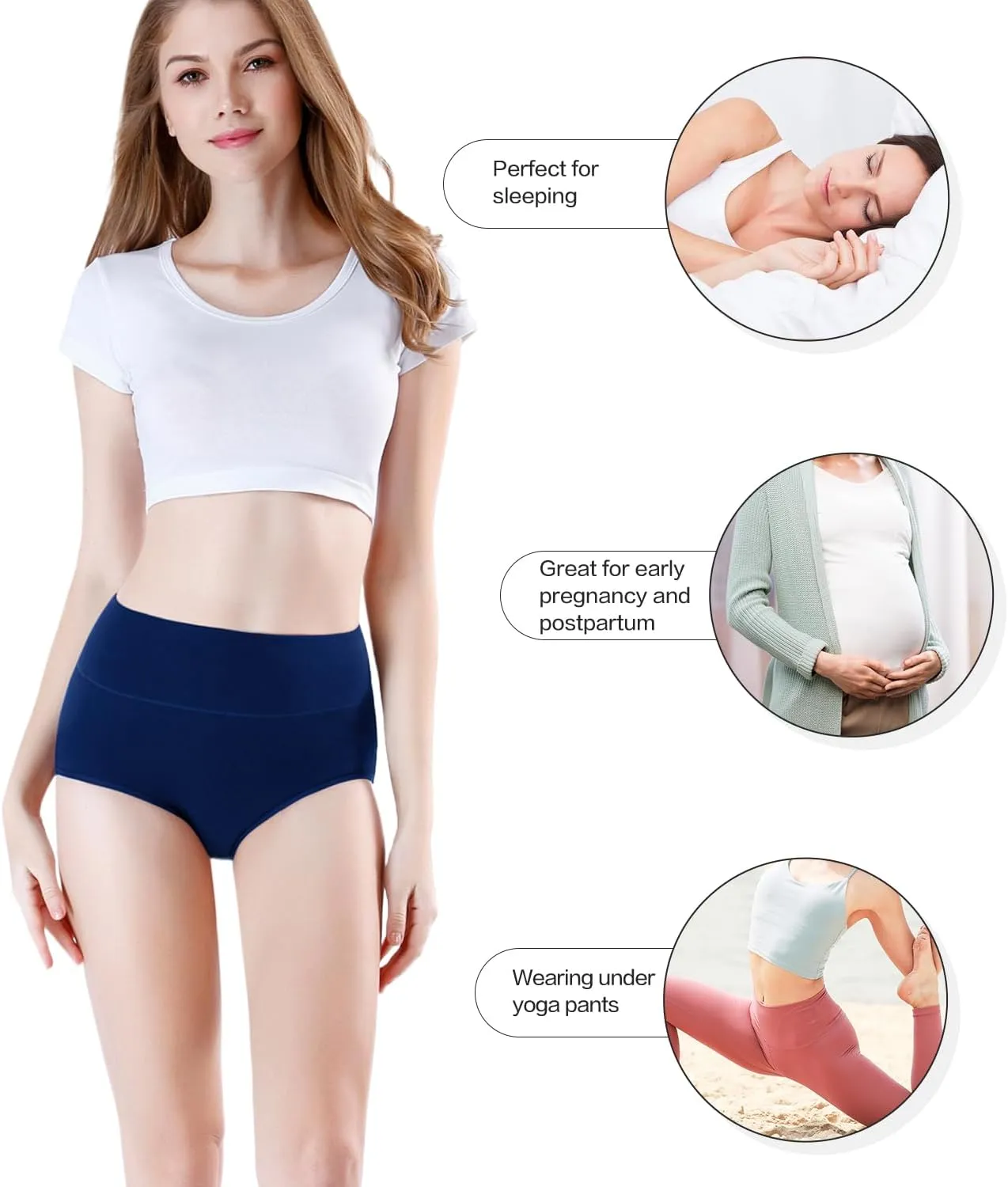 wirarpa Women's Cotton Underwear High Waisted Ladies Panties Full Coverage Briefs 4 Pack (Regular & Plus Size)