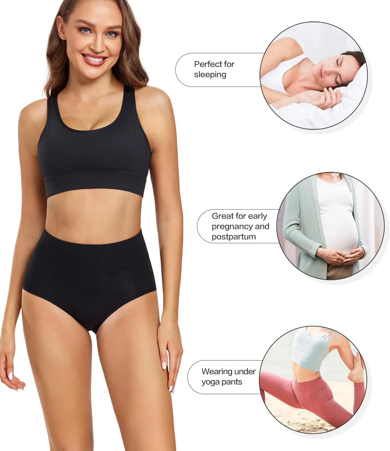 wirarpa Women's Cotton Underwear High Waisted Ladies Panties Full Coverage Briefs 4 Pack (Regular & Plus Size)