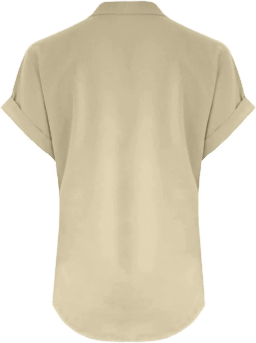 Women Button Up Shirts Solid Short Sleeve Linen Summer Casual Henley Blouse Top Loose Fit Tops