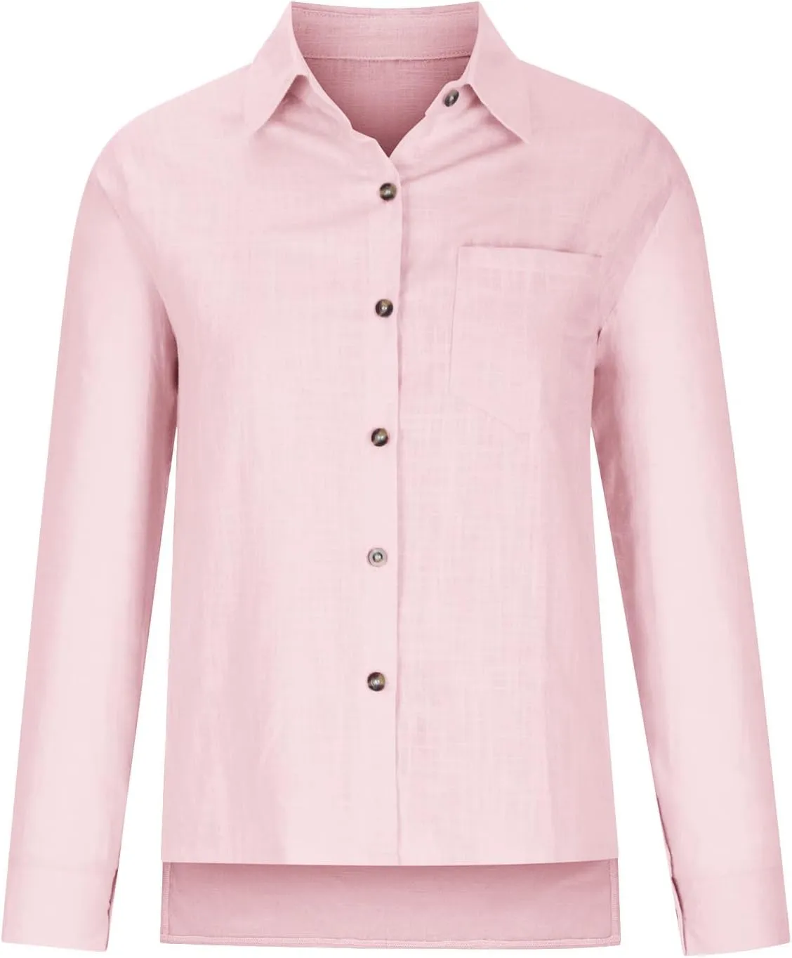 Women Cotton Linen Button Down T-Shirts Long Sleeve Gauze Cotton Dress Top Casual Loose Collared Vacation Blouses