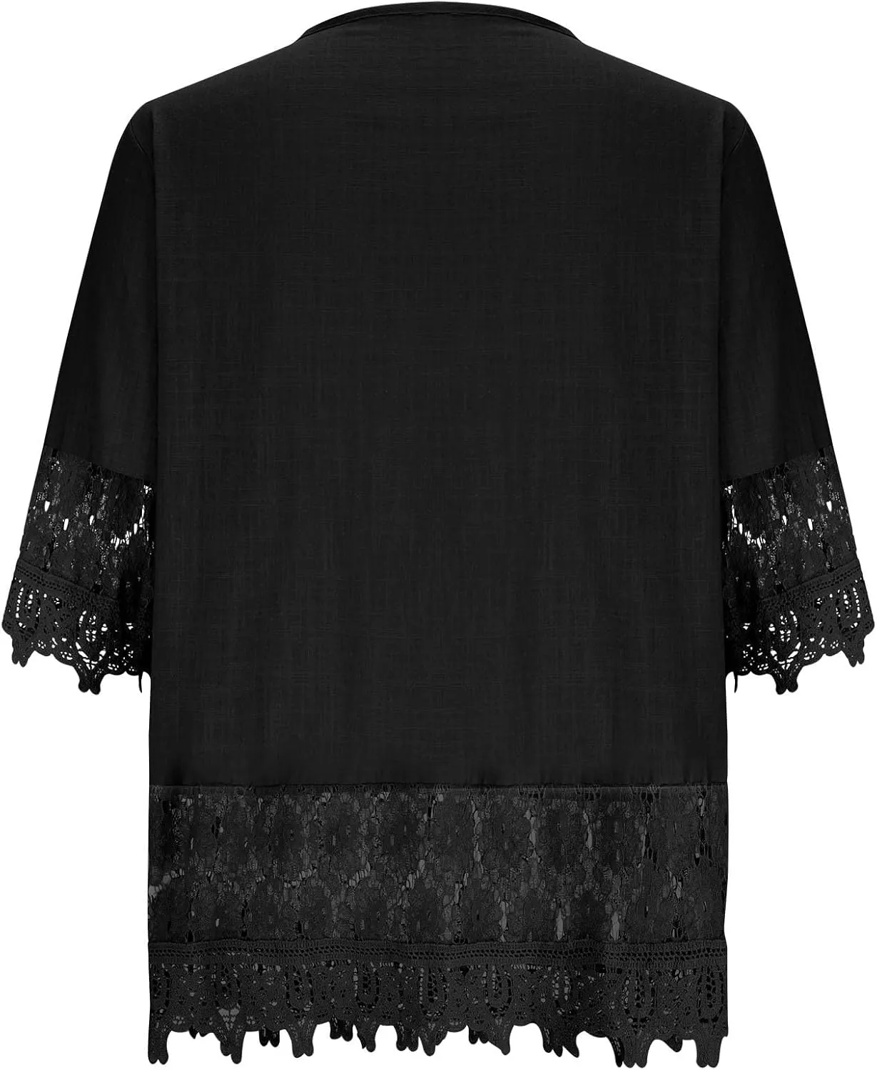Women Cotton Linen Embroidered Tops Loose 3/4 Sleeve Shirt Dressy Casual Boho Tunic Summer Lace Peasant Blouses