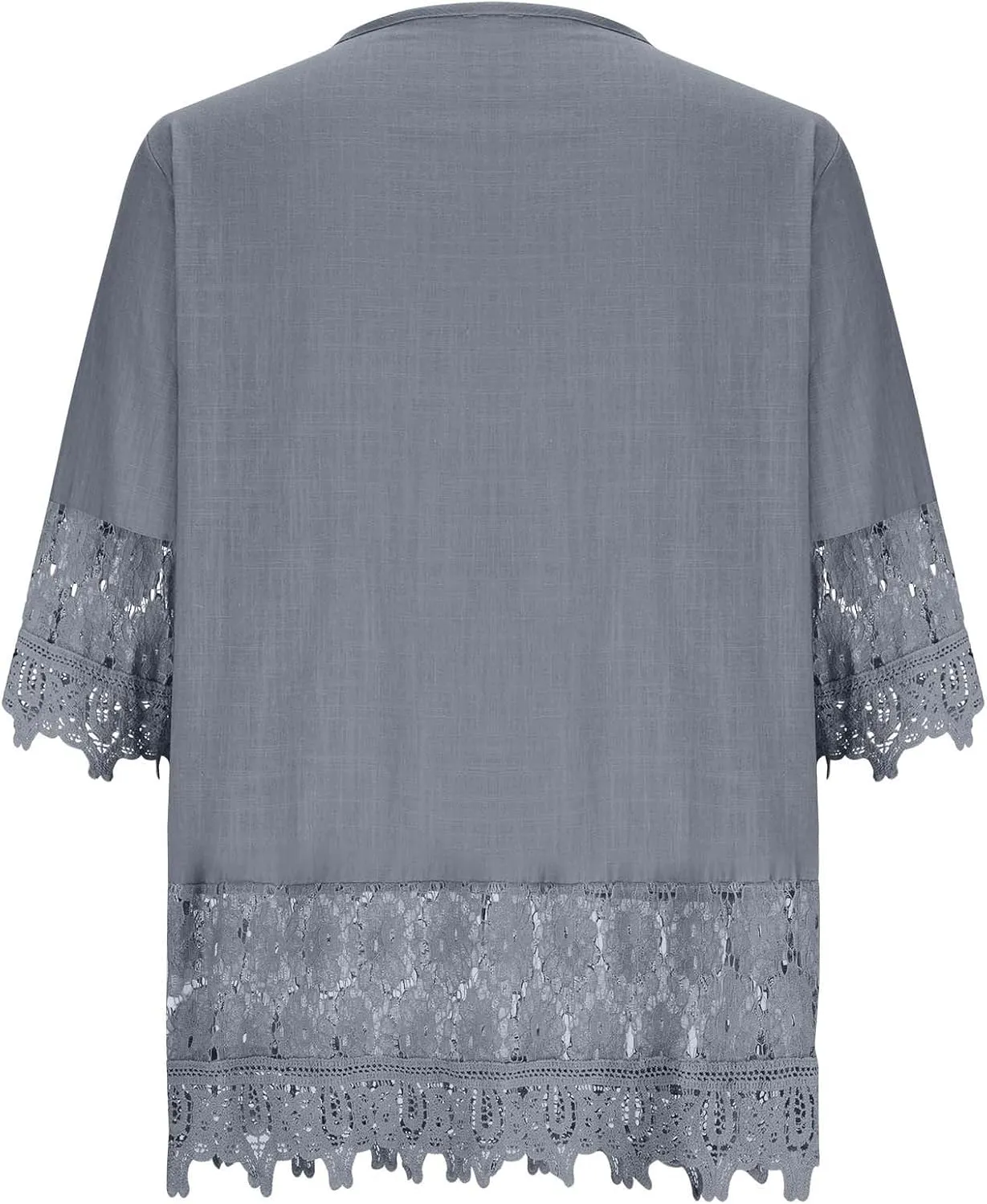 Women Cotton Linen Embroidered Tops Loose 3/4 Sleeve Shirt Dressy Casual Boho Tunic Summer Lace Peasant Blouses