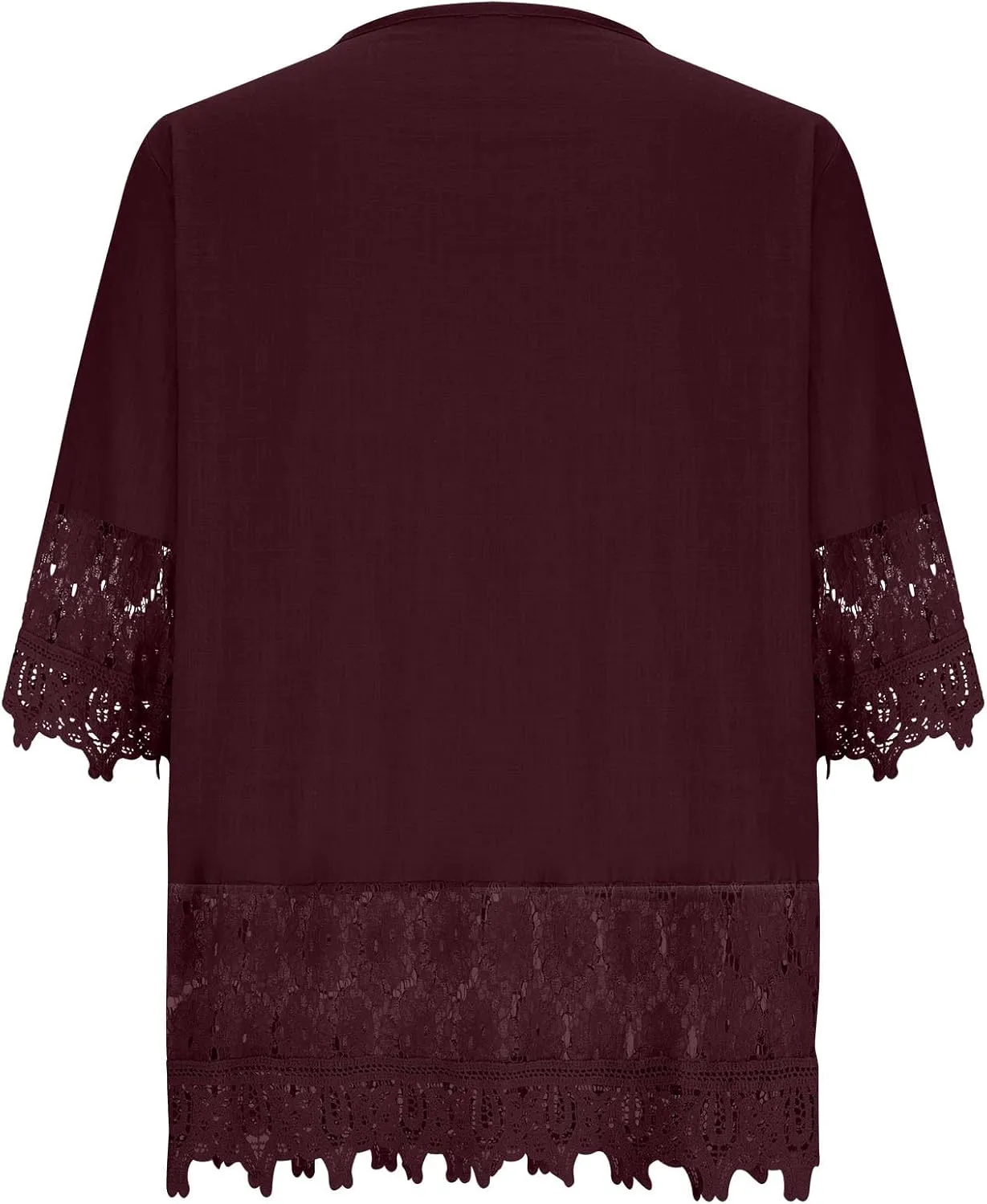 Women Cotton Linen Embroidered Tops Loose 3/4 Sleeve Shirt Dressy Casual Boho Tunic Summer Lace Peasant Blouses