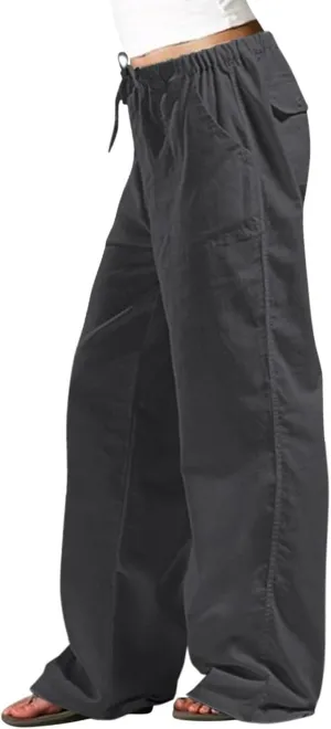 Women Wide Leg Cotton Linen Pants Casual High Waist Palazzo Pant Workout Loose Flowy Trouser with Pocket